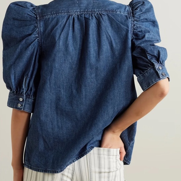 Blue Short Sleeve Denim Top - Picture 3 of 10